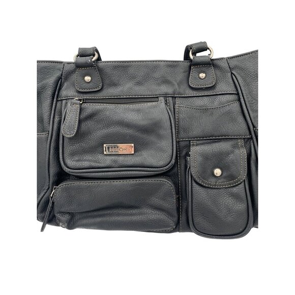 MultiSac Black Faux Leather Multi-Pocket Shoulder Bag With Adjustable Straps - Picture 9 of 13